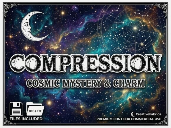 Compression: A Celestial Display Font for Vintage Branding