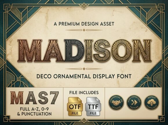 Madison: Capturing Timeless Elegance with an Art Deco Display Font